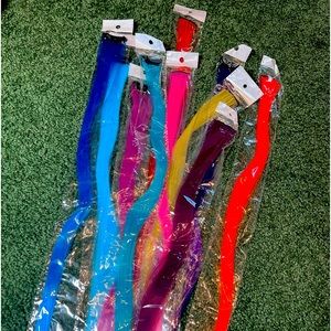 🌈 Colorful Clip-In Hair Streaks Bundle 💇🏼‍♀️